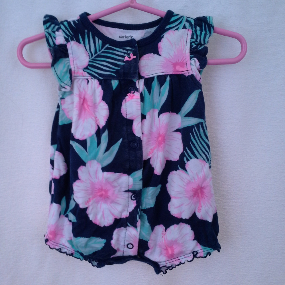Carters girls one piece Size 3M Aloha Floral Black